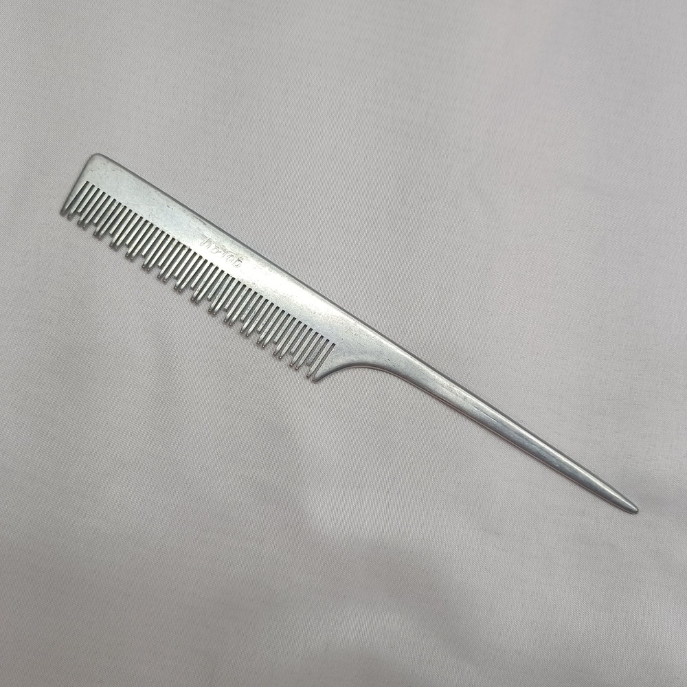 Vintage Tip Top Aluminum Rat Tail Comb Handmade in Japan Metal Hair Styling Tool